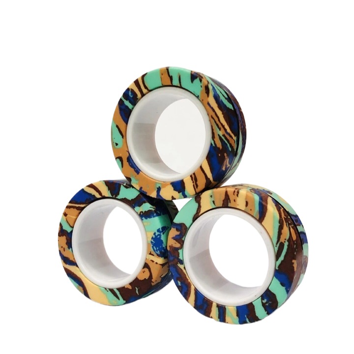 3 db mágneses Fidget gyűrű készlet, műanyag, 3x3x1,4 cm, 14 év felett