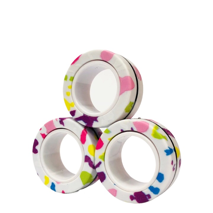 3 db mágneses Fidget gyűrű készlet, többszínű, műanyag, 3x3x1,4 cm, 14 év felett