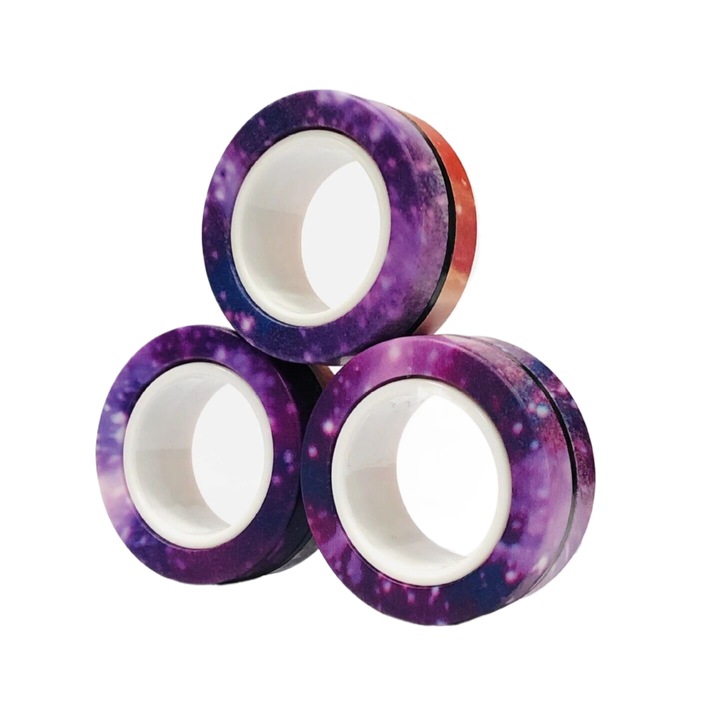 3 db mágneses Fidget gyűrű készlet, többszínű, műanyag, 3x3x1,4 cm, 14 év felett, kalandos idő