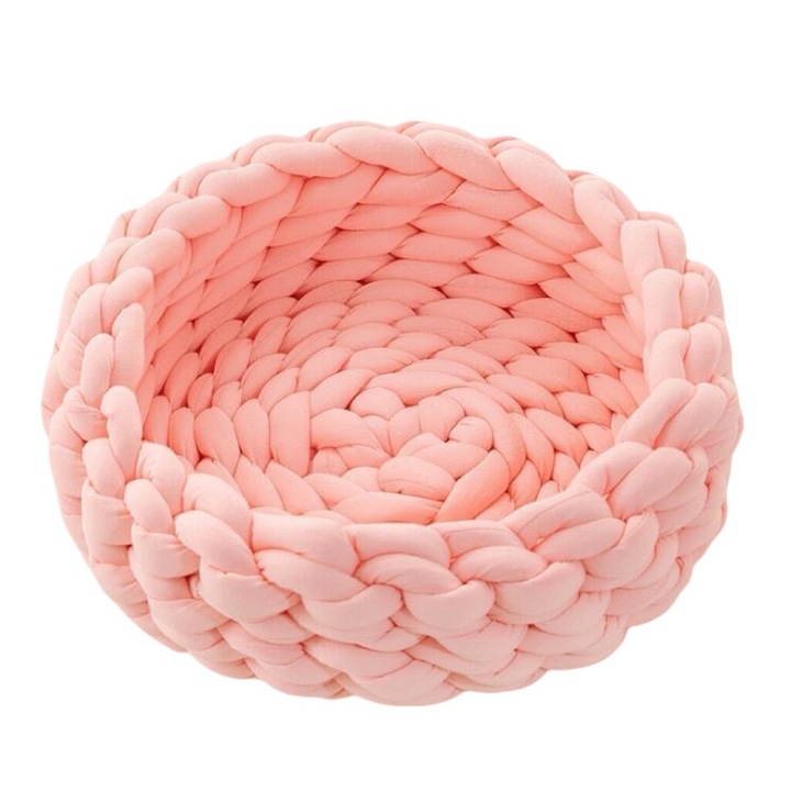 Patut pisici Caini, moale si pufos, Roz, 27x20x27cm