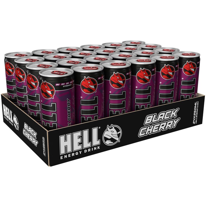 Bautura Energizanta cu gust de cirese, 24x0.25 L, Hell Energy