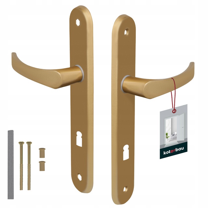 Дръжка за интериорна врата, Kotarbau, алуминий, разстояние 72мм, злато, 230х40мм