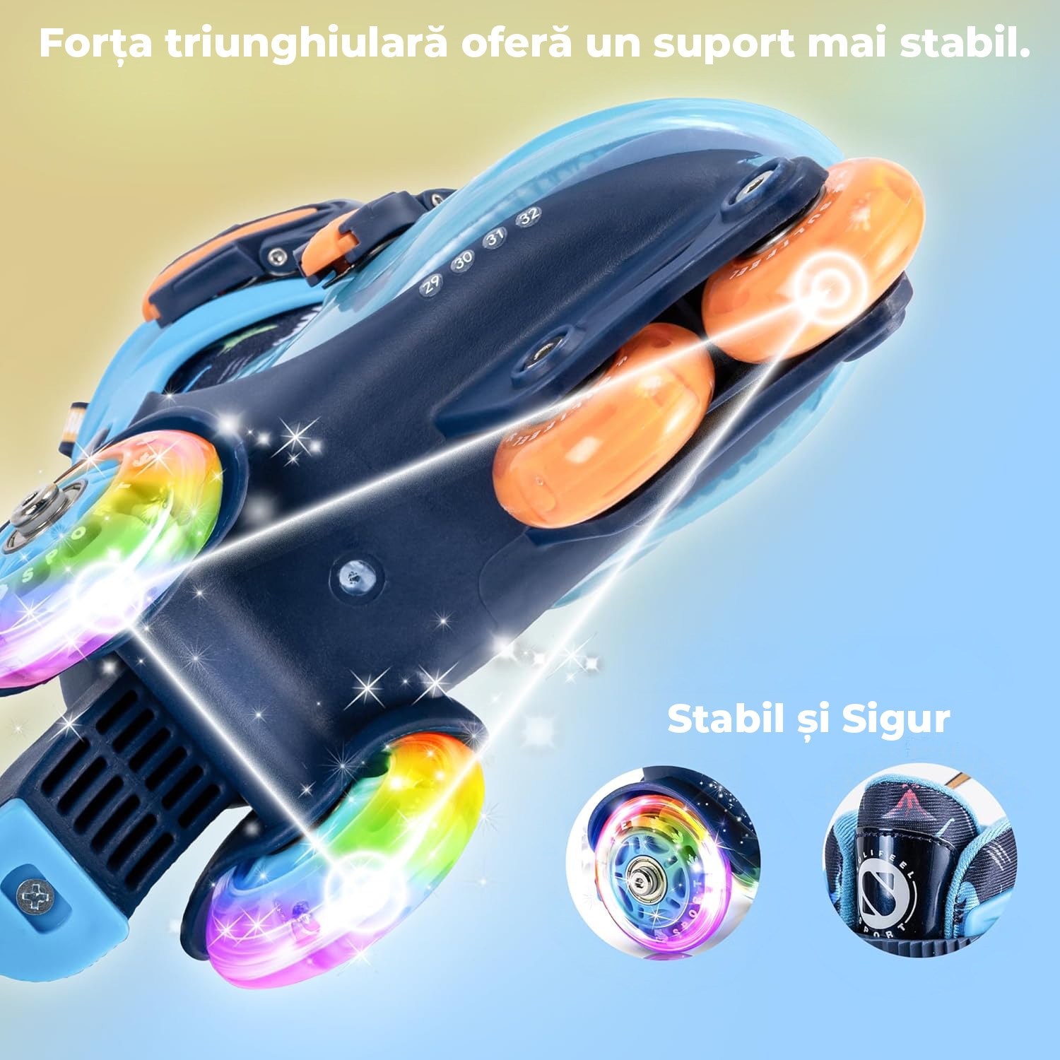 Role Reglabile Elindor® pentru Copii, Fete si Baieti, 4 Roti cu
