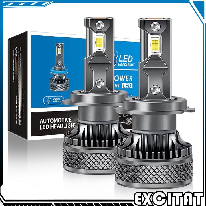 Set 2 Becuri LED Auto H7 EXCITAT® Premium, Luminozitate de 500%, Single 70w, 10000Lumeni, 6500K, 12V, Cu ventilator, Canbus, fara eroare, IP68 impermeabil, Plug and play, gri argintiu