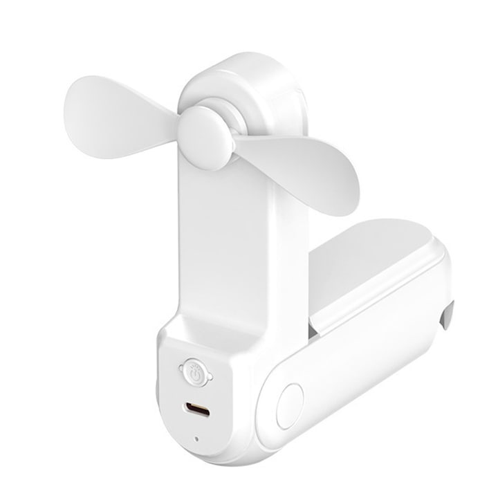 Вентилатор за сгъваема маса, Nybgyy, мултифункционален, 3 скорости, 2000 mAh, употреба на закрито/външно място, бял