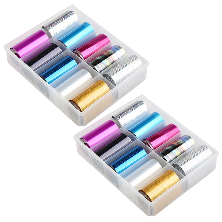 Set Stickere Transfer Folie Unghii Starry, Cozevdnt, Multicolor, Lucios, 2 Bucati