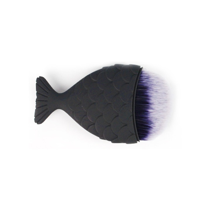 Pensula pentru fond de ten, model coada de peste, negru
