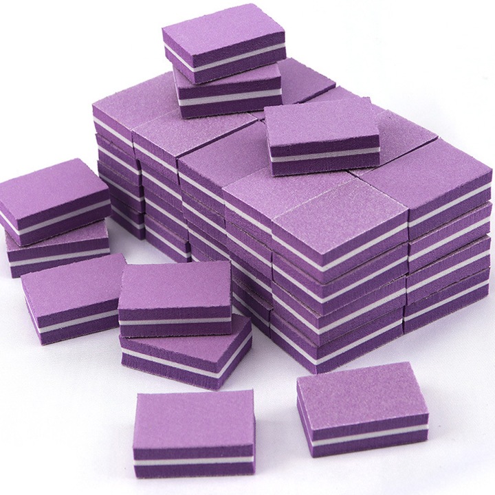 Set 50 buffer baby unghii, 180/100 granulatie, mov