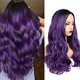 Peruca BOMSTOM, Ombre Violet, Ondulata Lunga, Rezistenta la Caldura, 60cm