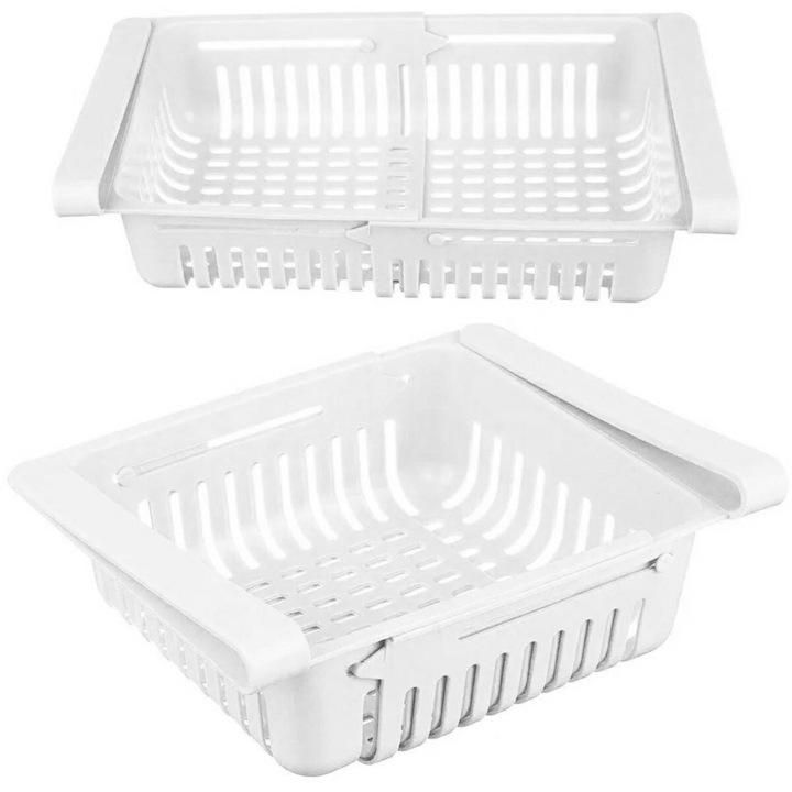Organizator reglabil pentru frigider, Aptel, Plastic, 20 / 28 x 16 x 6.5 cm