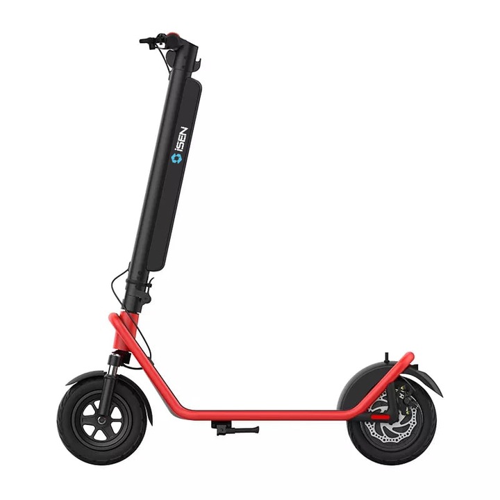 Trotineta electrica pliabila iSEN X11 Rosu, 10 inch, suspensie fata, 500W, autonomie max. 50km, viteza max. 35km/h, baterie detasabila