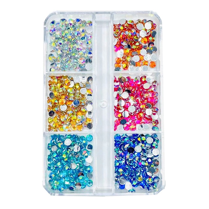 Set Pietre Stralucitoare pentru Unghii QttvbTna, AB Crystal, Multiforme, Multicolor