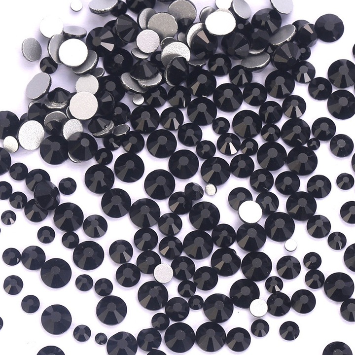 Pietre stralucitoare pentru nail art, cristal, negru, stil 3