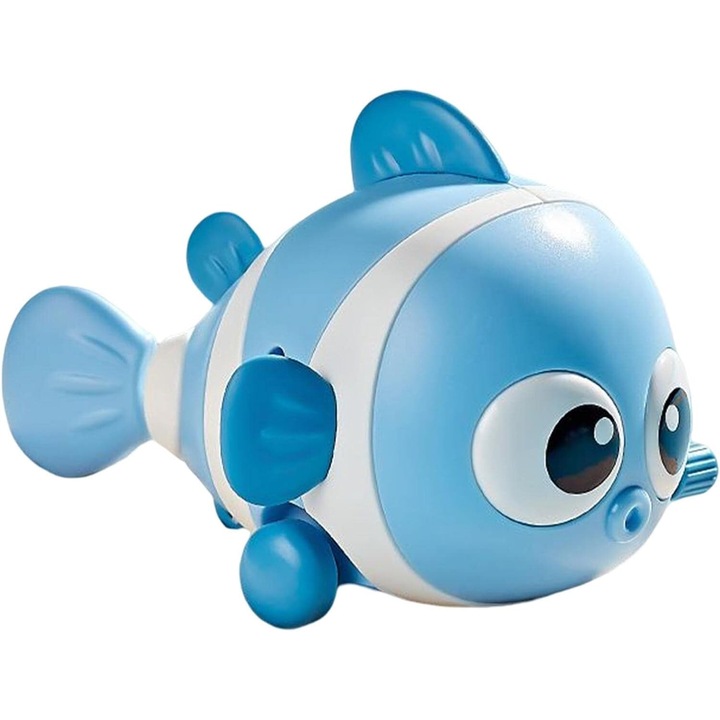 Jucarie Pentru Copii, Model Pestisor, Rotita Mers Inainte, Alb/Albastru, 10 cm, Dalimag