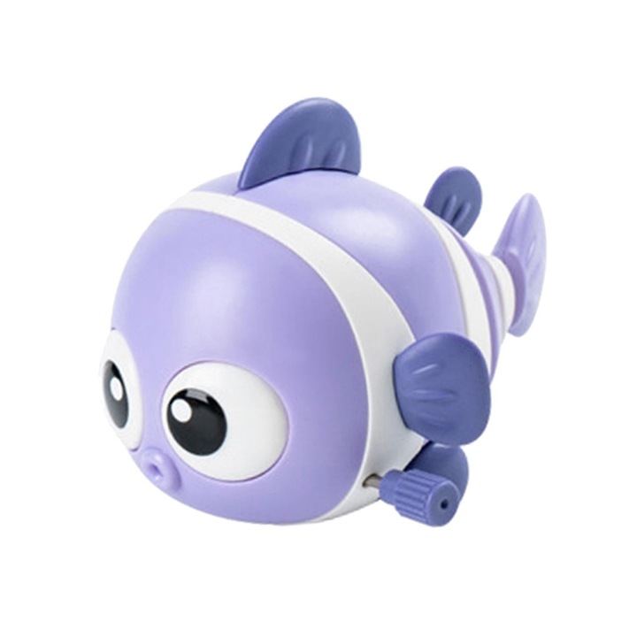 Jucarie Pentru Copii, Model Pestisor, Rotita Mers Inainte, Alb/Mov, 10 cm, Dalimag