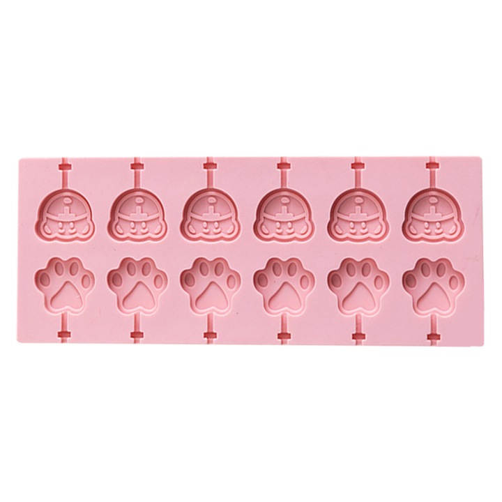 Forma din silicon pentru lollipopi, roz, usor de curatat, rezistente