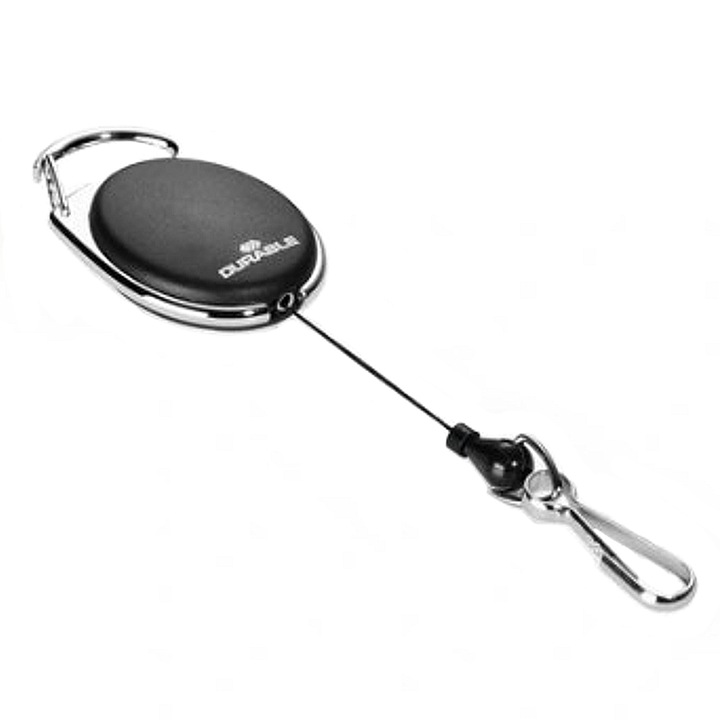 Mecanism retractabil, Durable, Clip metalic, Negru, 80cm