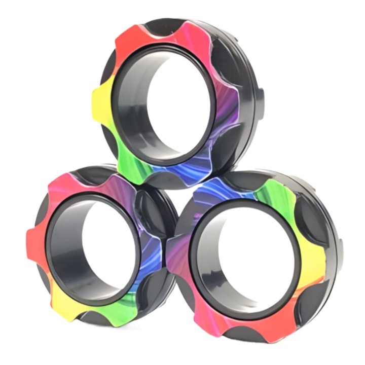 3 db mágneses Fidget gyűrű készlet, stresszoldó, műanyag, 1,3x3,3 cm, 14 év felett