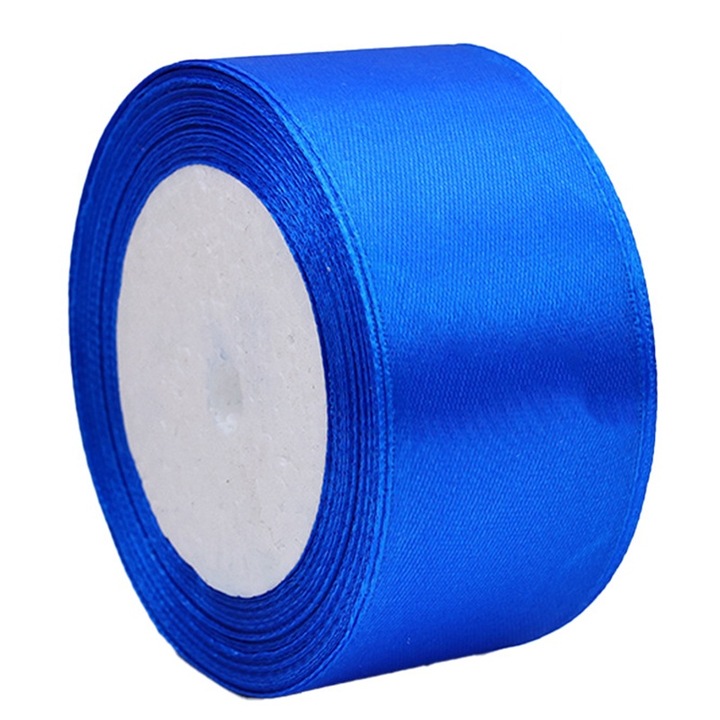 Panglica decorativa unicolora, albastru, 4cmx22.86m, poliester