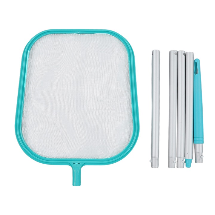 Set plasa de curatare pentru piscina, 5 tije, albastru lac, 34.5x27.3cm