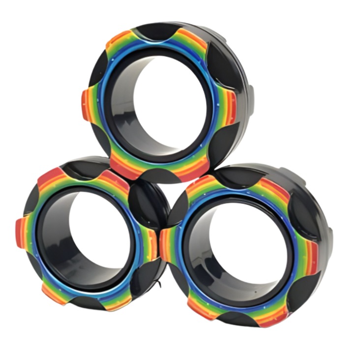 Szett 3 interaktív Fidget mágnesgyűrűs játék, stresszoldó, 1,3x3,3 cm, műanyag, 14+