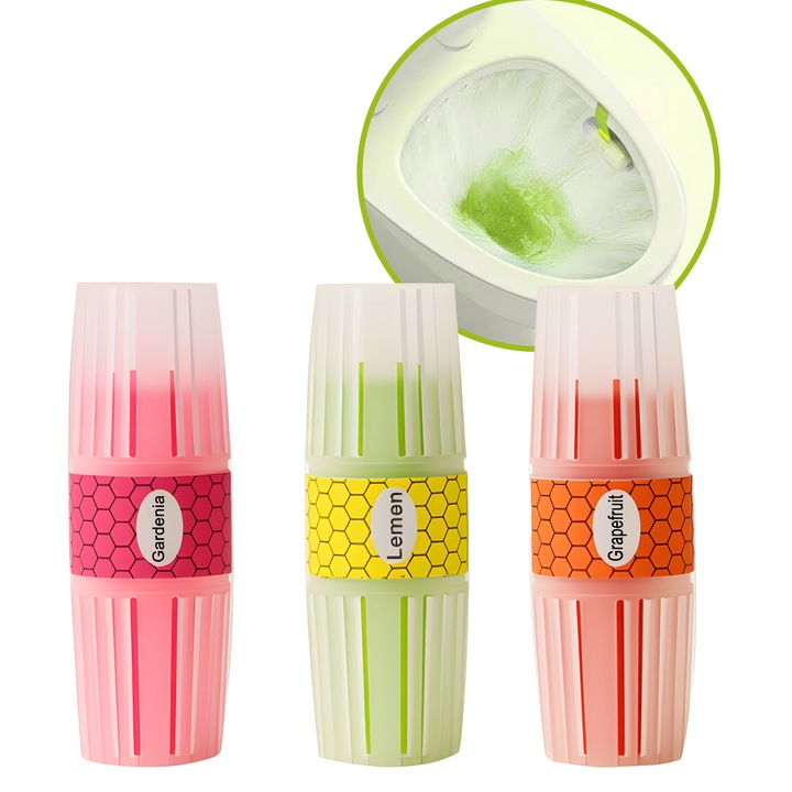 Odorizant pentru vasul de toaleta cu design nou autocolant, set de 3 3*50g Lamaie, grapefruit, gardenie