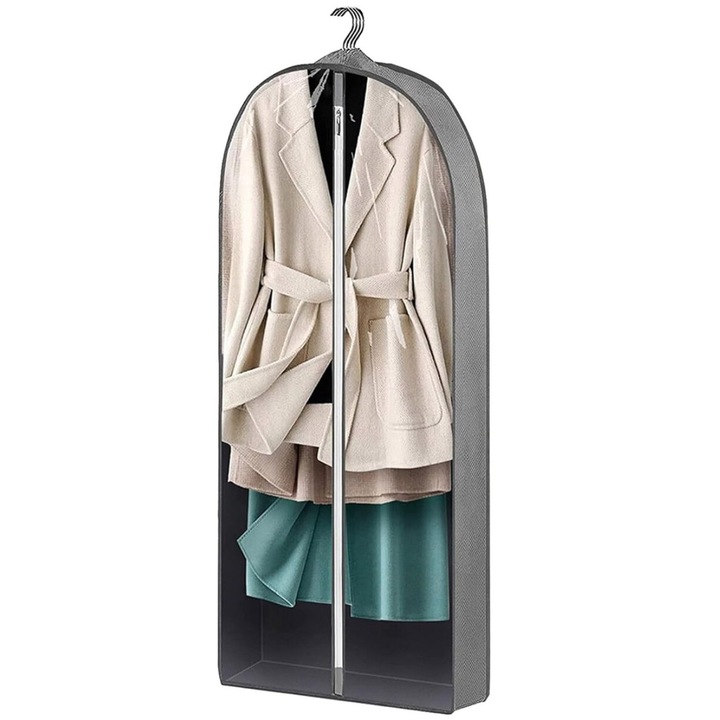Husa pentru haine Edibazzar, 60x100cm, gri, nylon