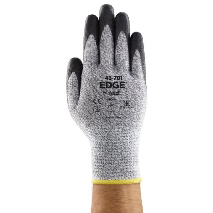 Manusi de lucru, antielectrocutare, ANSEL, marime 10/XL, reutilizabile, poliuretan, negru/gri