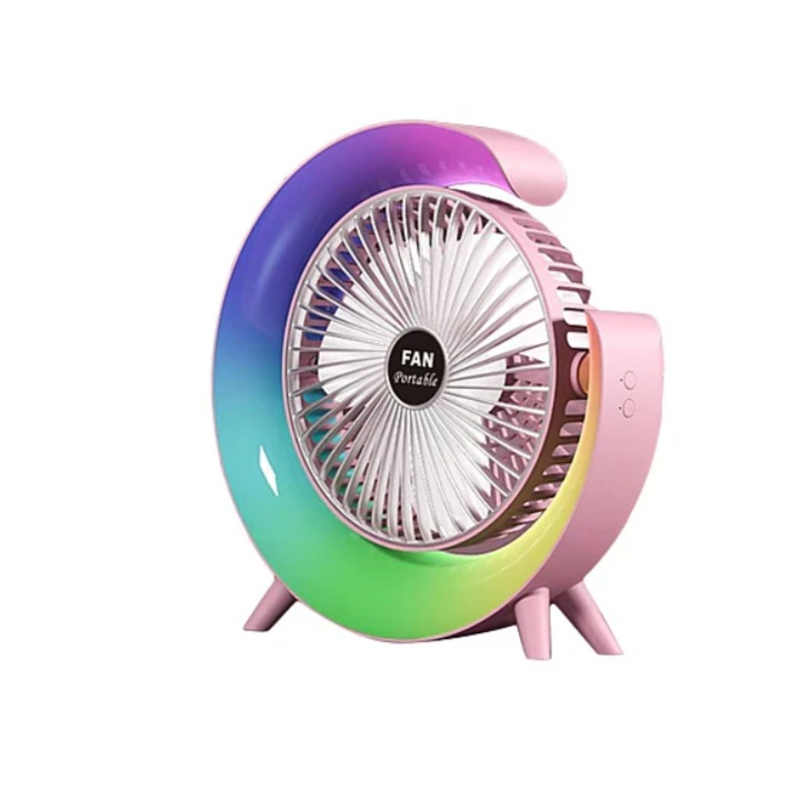 Kerek RGB LED-es mini asztali ventilátor