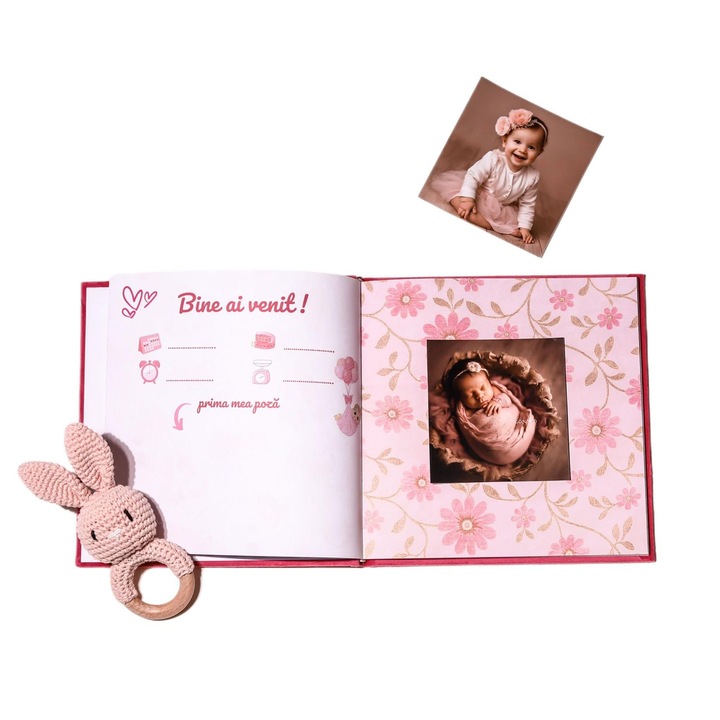 Album foto premium pentru bebelusi - Povestea Mea, roz, 210 x 210 mm