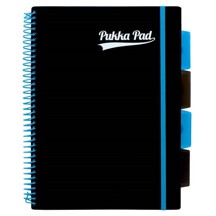 Jegyzetfüzet, Pukka pad, matematikai vonalzó, 100 lap, fémspirál, fekete/kék