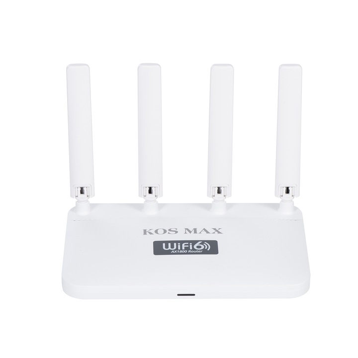 WiFi Router 6 KOS MAX AX1800 - Ultragyors Wi-Fi sebesség 1800 Mbps, kiterjesztett lefedettség, WiFi háló az egész házhoz