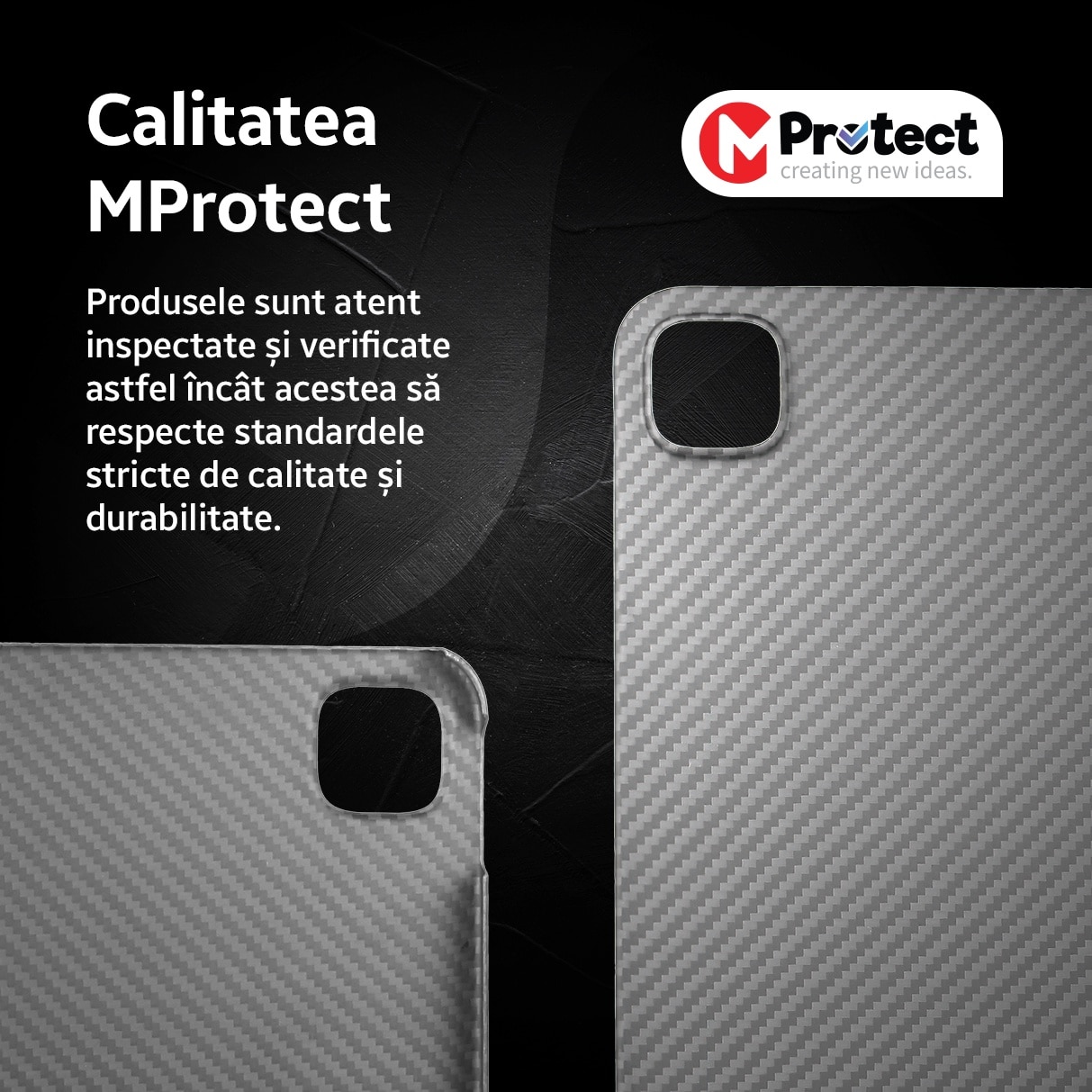 Husa de protectie Kevlar MProtect® Premium din fibra de aramida pentru Apple iPad Pro 11" (2024), Antisoc, Protectie camera, Ultra Safe, Carbon