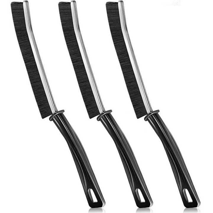 Set 3 perii ergonomice, din plastic si inox, rezistente la rugina, negru