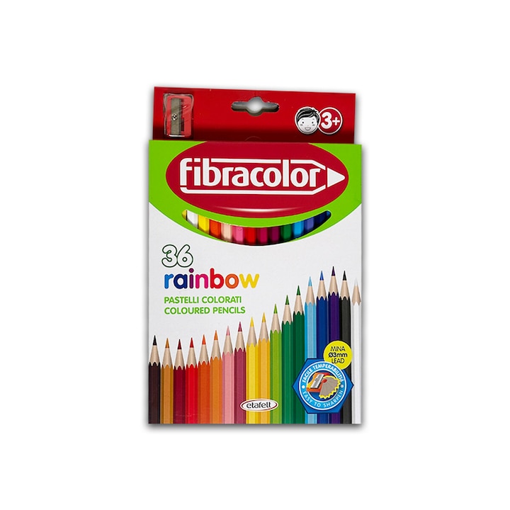 Цветни моливи Fibracolor Rainbow, 36 цвята