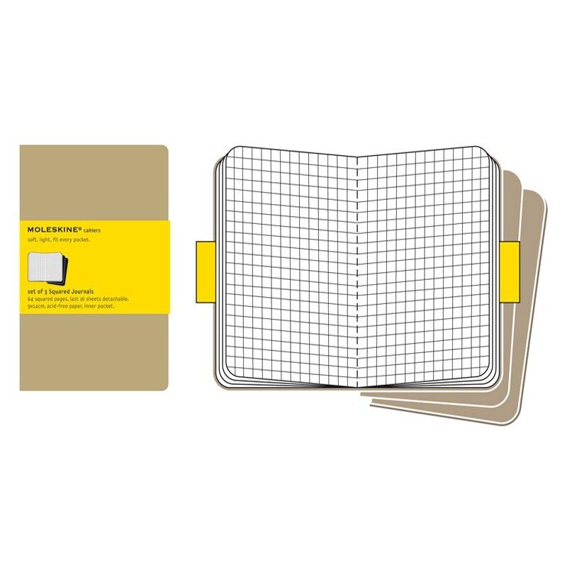 Moleskine Set of 3 Squared Cahier Journals Kraft Pocket eMAG.ro