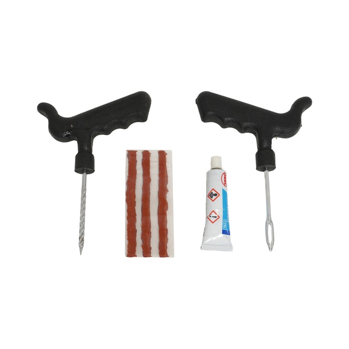 Kit pentru reparatie pana anvelope ALCA pentru reparatii rapide, snur, pasta adeziva, carlige
