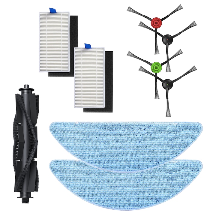 Set accesorii aspirator robot amXea seria G (G1, G6, G1RM, G6RM), 1 x perie centrala, 4 x perie laterala, 2 x filtru Hepa, 2 x laveta