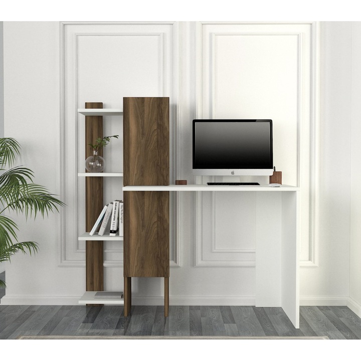 Birou, Elegant Space, UnicUtil, 116.7 x 45 x 120 cm, Alb si Maro