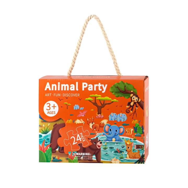 Oktatási puzzle, gyerekeknek, 24 részes, tarka, fa keret