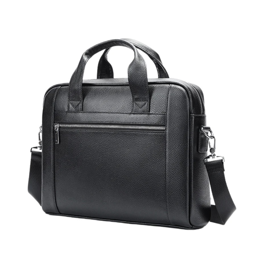 Geanta laptop 14 inch din piele naturala, BUSY LDY&GTM® Baron, de umar, de mana, negru