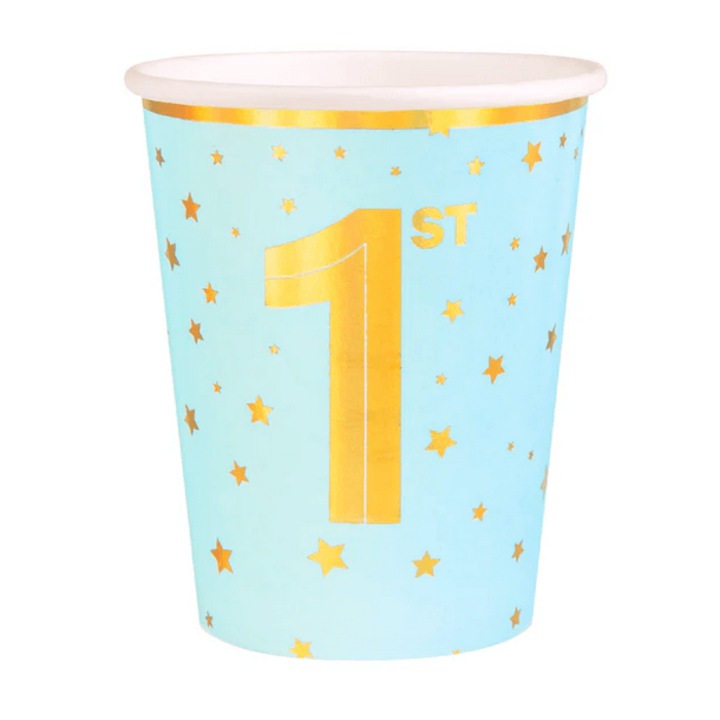 Set 6 pahare carton,1an, albastru 220 ml