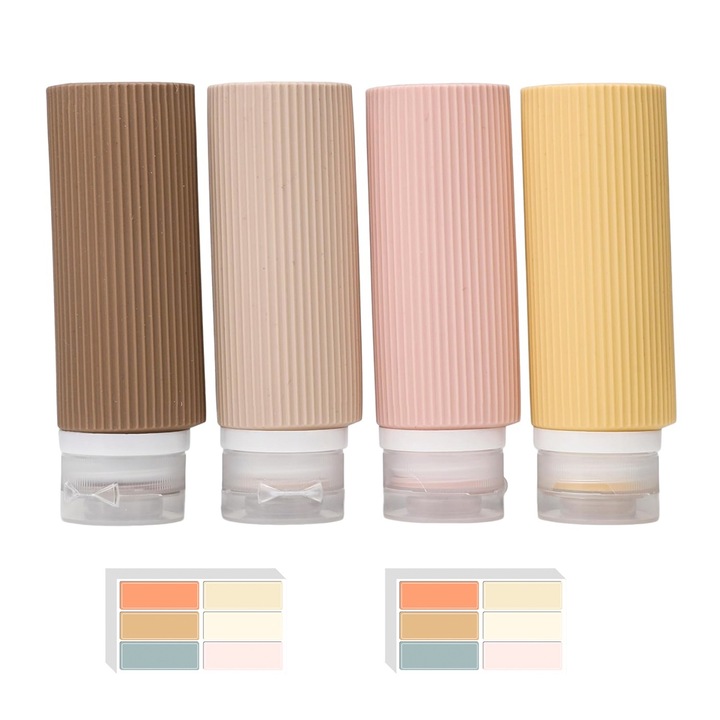 Set recipiente calatorie, AllizBan®, Rezistent la Scurgeri, Silicon/plastic, cu eticheta impermeabila si Gentuta, Multicolor