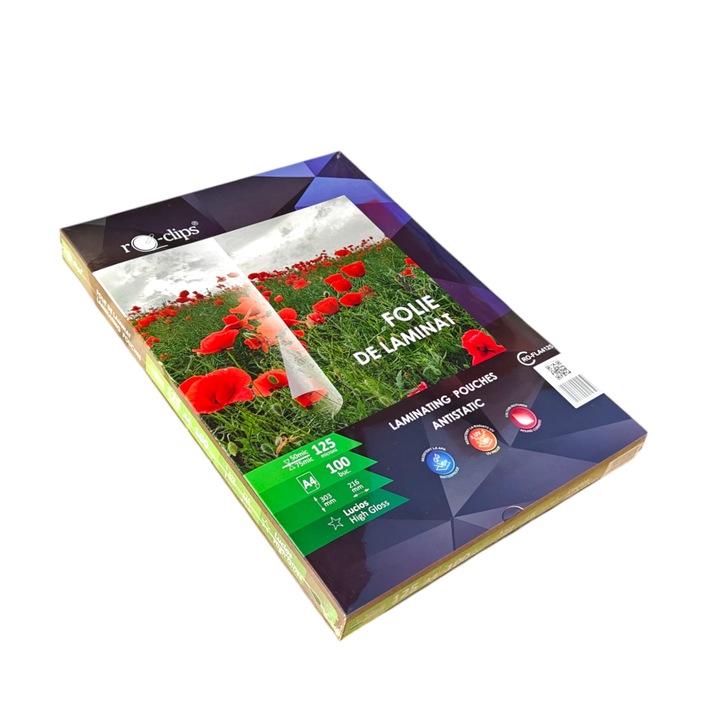 Folie laminat A4 125 microni, 100 buc/top, RO-CLIPS