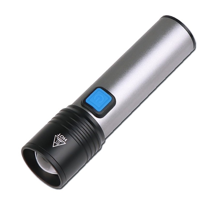 LED фенер, USB презареждаем, 4 режима на светене, водоустойчивост, увеличение