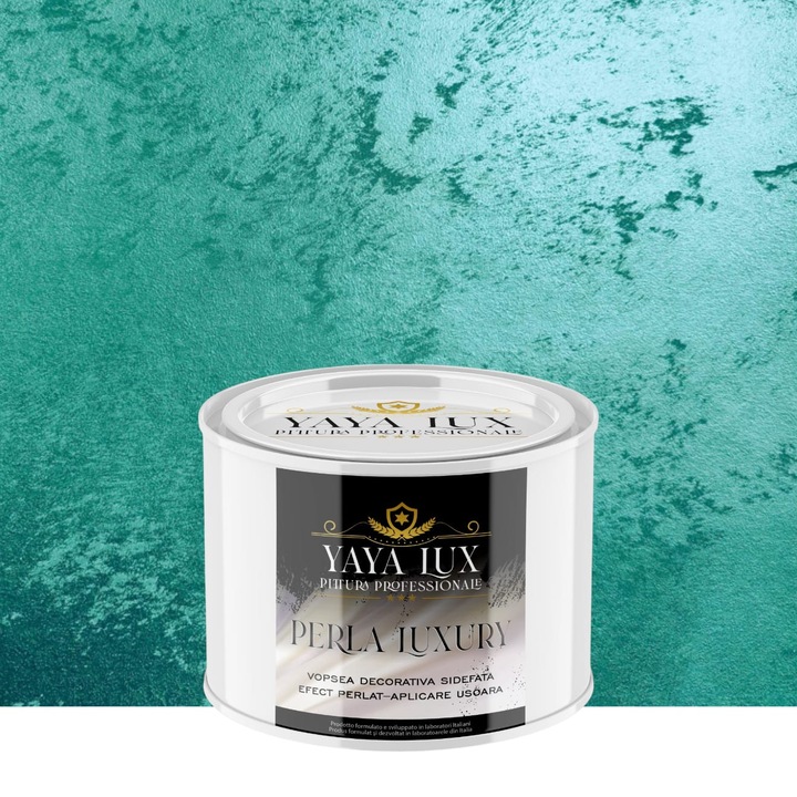 Vopsea decorativa de Lux, Perla Luxury cu Fulgi Perlati, Verde Inchis, 0.5 Litri