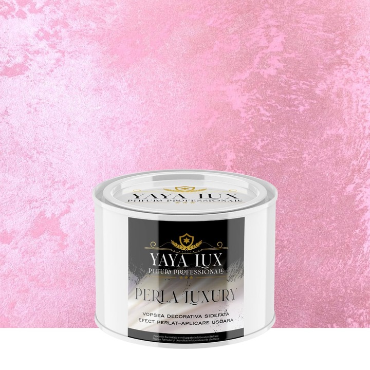 Vopsea decorativa de Lux, Perla Luxury cu Fulgi Perlati, Trandfir Roz, 0, 5 Litri