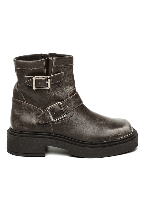 Steve Madden, Кожени боти с масивен ток, Tъмносив