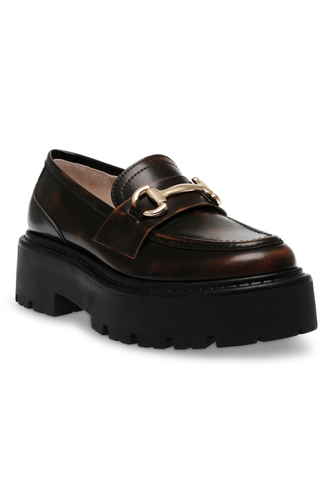 Steve Madden, Мокасини от еко кожа със захабен ефект, Тъмнокафяв