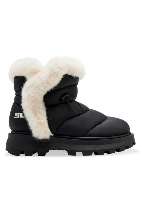 Steve Madden, Ghete slip-on cu garnituri din blana sintetica Frostee, Alb fildes/Negru